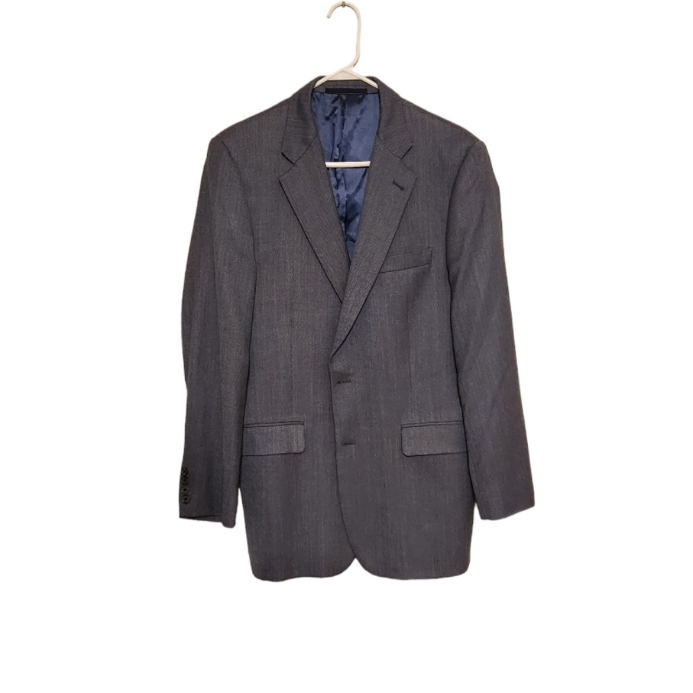 Burberry London T Model Kensington Sport Suit Coat Blue 41R Wool Silk blend Mens